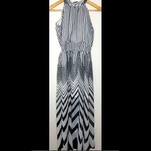 BALUOKE  Size Small Stand-Up Collar Sleeveless Striped Maxi Dress